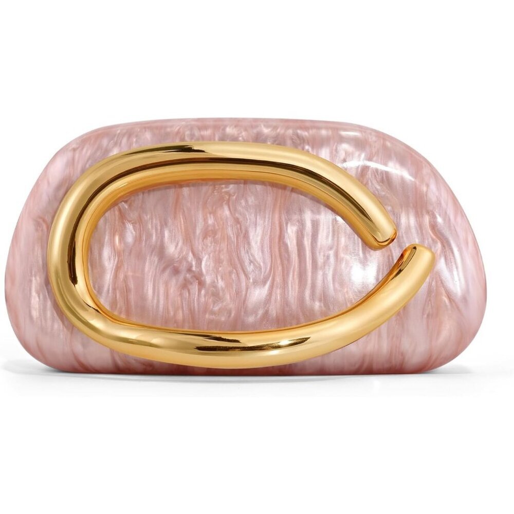 Women's Pink PU leather Acrylic Magnetic Buckle High Quality Trendy Clutch